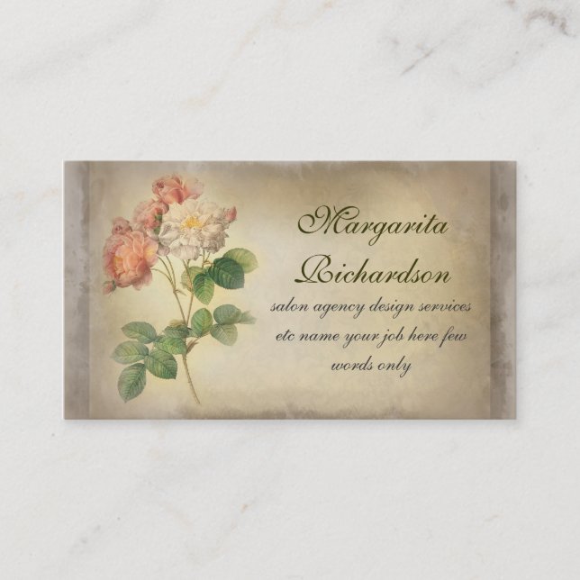 tarjetas de visita sucias elegantes de los rosas (Anverso)