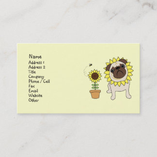 Tarjetas de visita Sunflower Pug