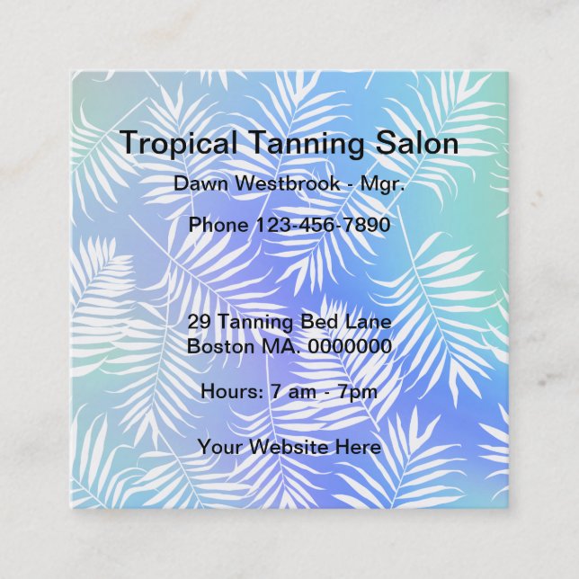Tarjetas de visita Tanning Salon Tropical (Anverso)