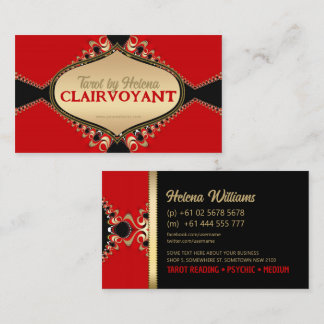 Tarjetas de visita Tarot Elegante y Barroco Rojo