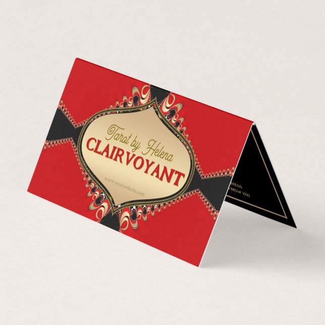 Tarjetas de visita Tarot Elegante y Barroco Rojo (Anverso)