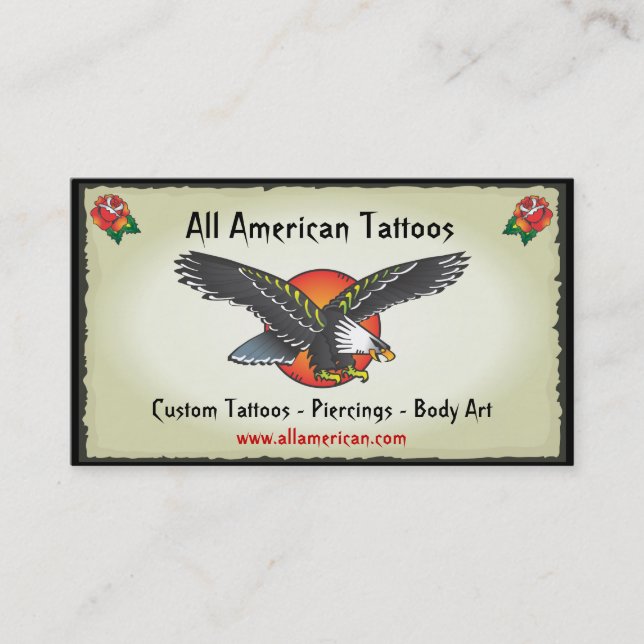 Tarjetas de visita Tattoo American Eagle (Anverso)
