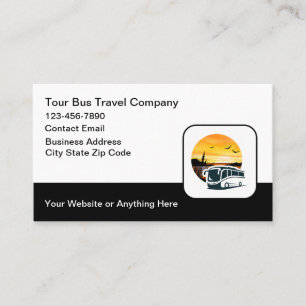Tarjetas de visita temática para viajes en autobús