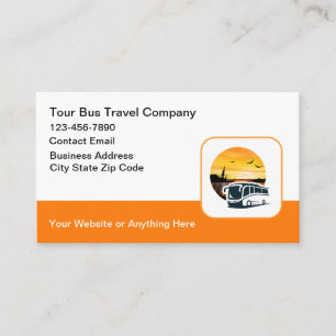Tarjetas de visita temática para viajes en autobús