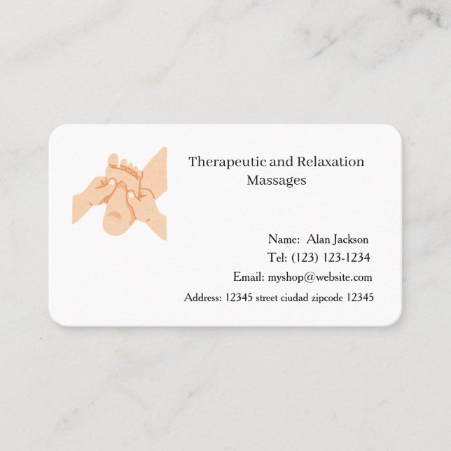 Tarjetas de visita Terapéuticas y Relajantes Masaj (Anverso)