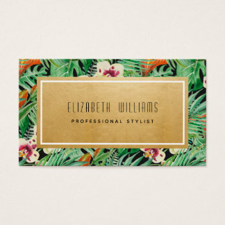 Tarjetas de visita Tropical Florals Gold Stylist