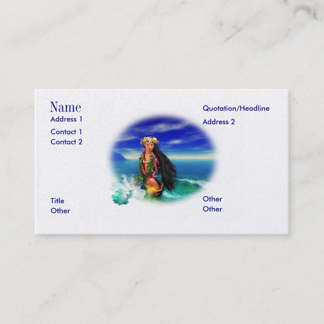 Tarjetas de visita tropicales de los placeres (Anverso)