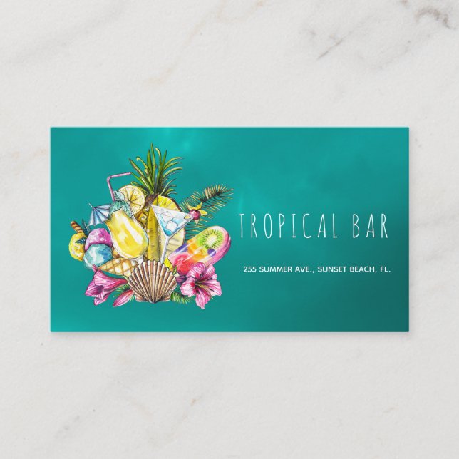 Tarjetas de visita tropicales Ocean beach (Anverso)