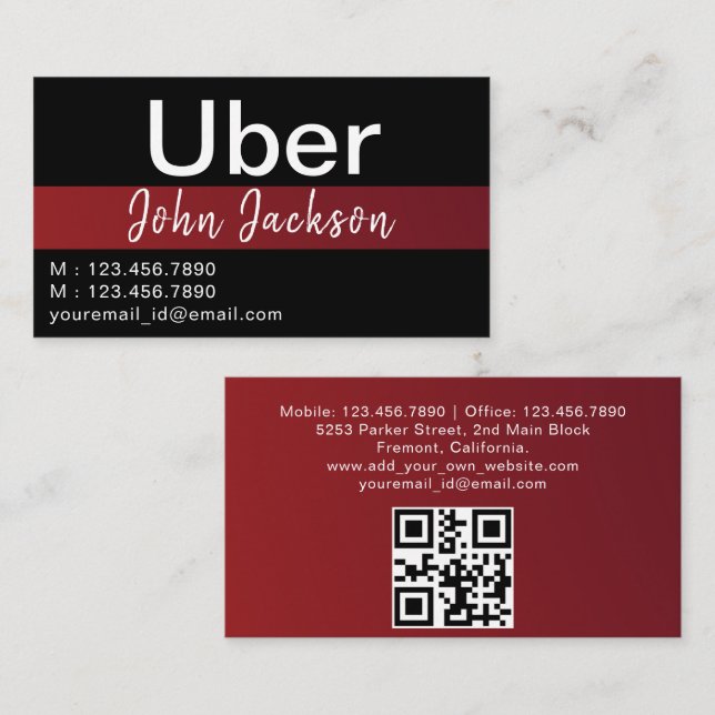 Tarjetas de visita Uber personalizadas (Anverso / Reverso)
