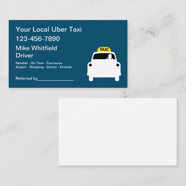 Tarjetas de visita Uber Taxi Ride Hailing (Anverso / Reverso)