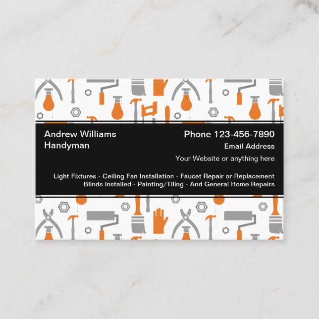 Tarjetas de visita únicas de Guay Handyman (Anverso)