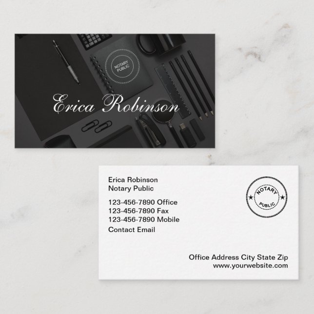 Tarjetas de visita únicas de notario público de cl (Anverso / Reverso)