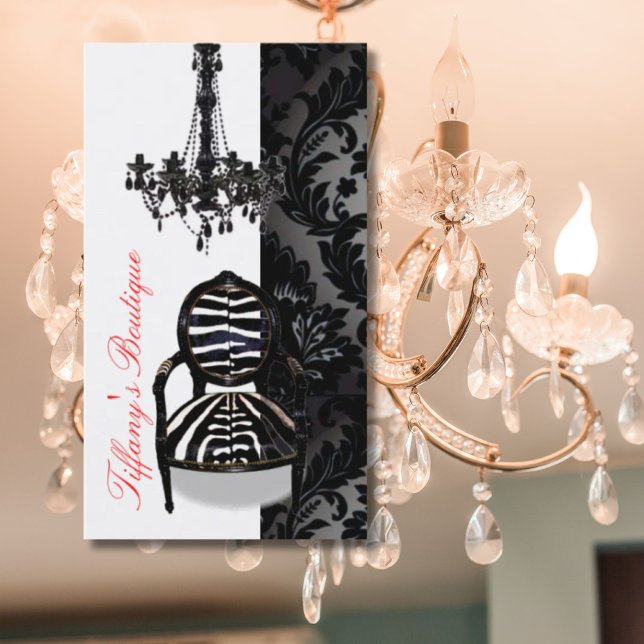 Tarjetas de visita vacacional de lujo (Luxury Vintage Chandelier Boutique Business Cards)