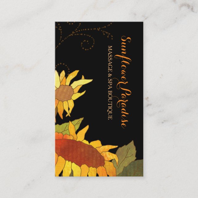 Tarjetas de visita vacacional Posh Sunflowers Spa  (Anverso)