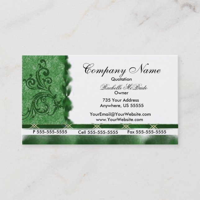 Tarjetas de visita verde oscuro elegantes del (Anverso)