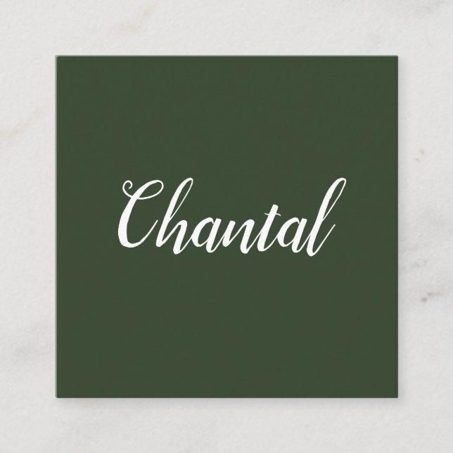 Tarjetas de visita verdes minimalistas manuscritas (Anverso)