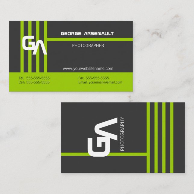 Tarjetas de visita verdes personalizadas modernas (Anverso / Reverso)