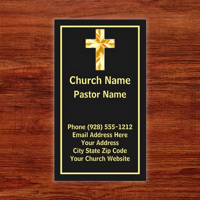 Tarjetas de visita vertical negro para pastores de (Church Pastor Classy Black Vertical Business Cards)