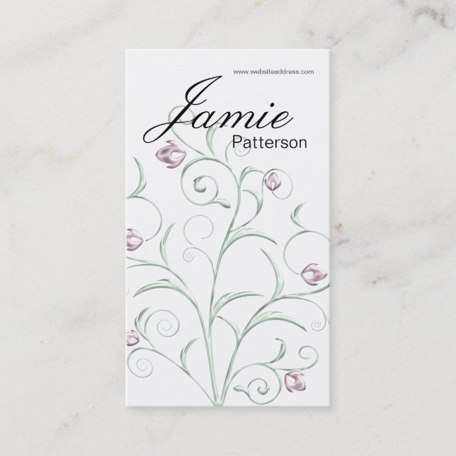 Tarjetas de visita vertical Pastel Vine/Floral (Anverso)