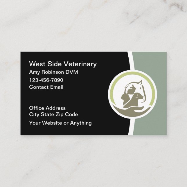 Tarjetas de visita veterinaria de hospital animal (Anverso)