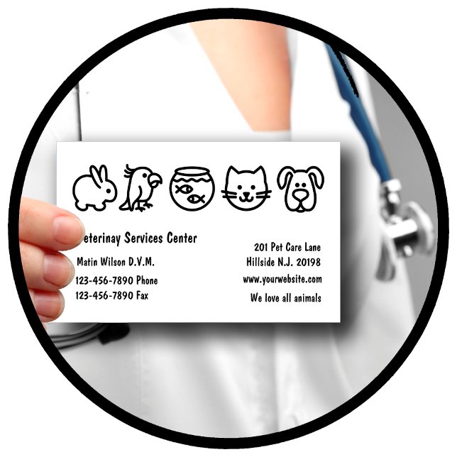 Tarjetas de visita veterinaria simples (Subido por el creador)