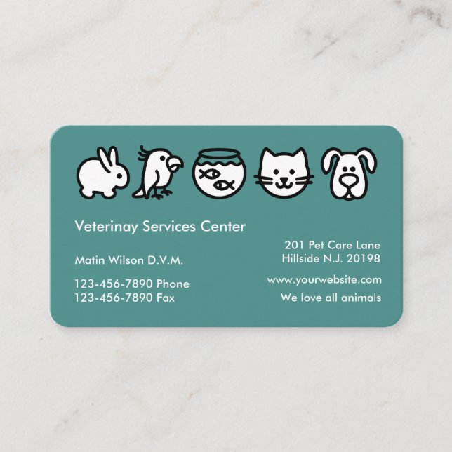 Tarjetas de visita veterinarias del diseño (Anverso)