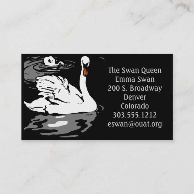 Tarjetas de visita victorianas Woodcut Swans (Anverso)