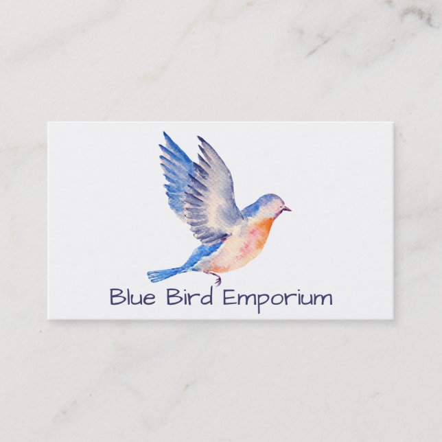 Tarjetas de visita Watercolor Blue Bird (Anverso)