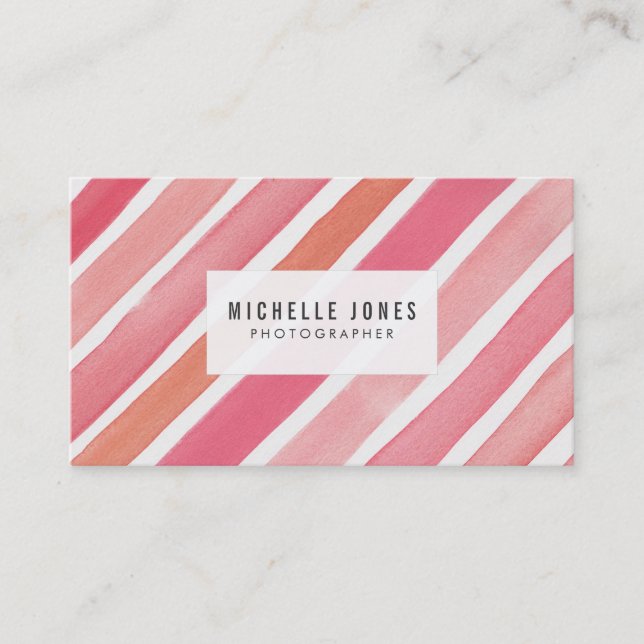Tarjetas de visita Watercolor Pink Strips (Anverso)