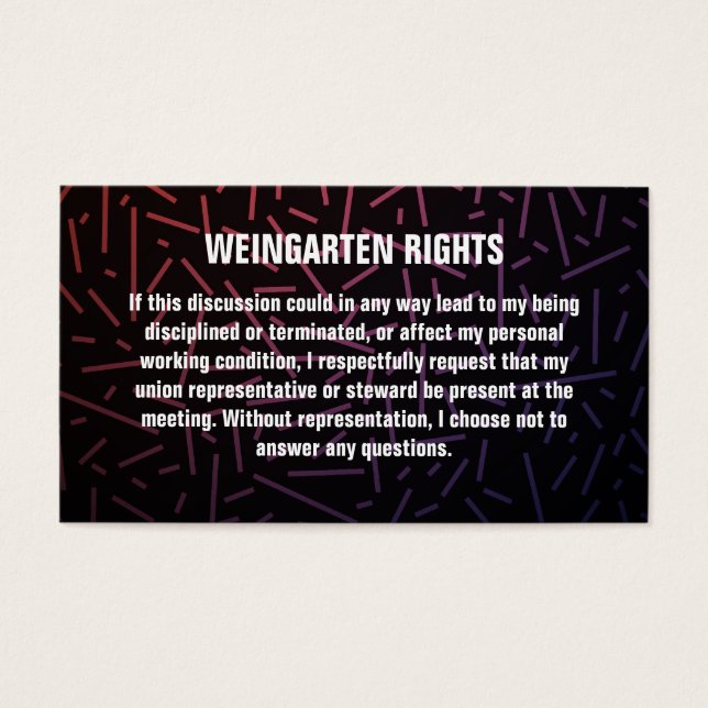Tarjetas de visita Weingarten Rights (Frente)