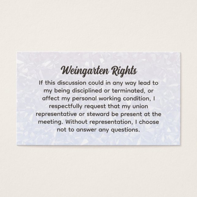 Tarjetas de visita Weingarten Rights (Frente)