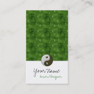 Tarjetas de visita Ying/Yang de diseño verde asiát