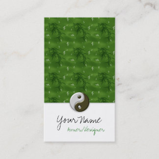 Tarjetas de visita Ying/Yang de diseño verde asiát