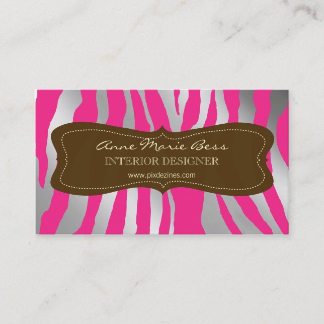 Tarjetas de visita Zebra Raspberry Chocolate (Anverso)