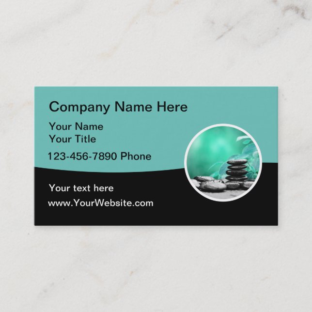Tarjetas de visita Zen para masajes médicos (Anverso)