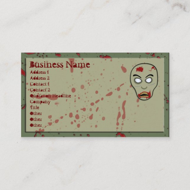 Tarjetas de visita Zombie (Anverso)