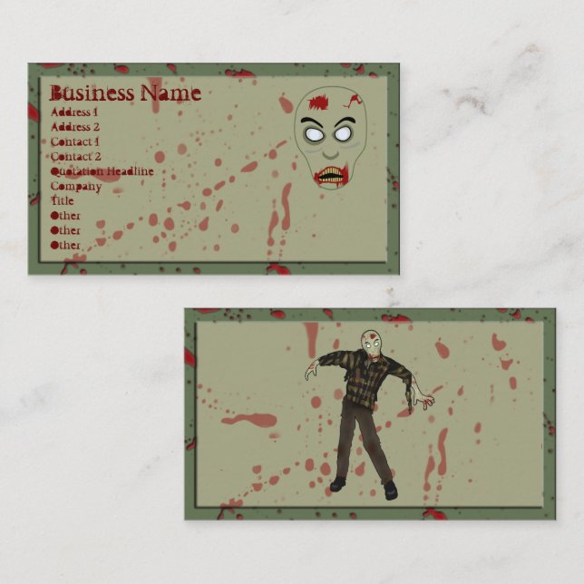 Tarjetas de visita Zombie v2 (Anverso / Reverso)