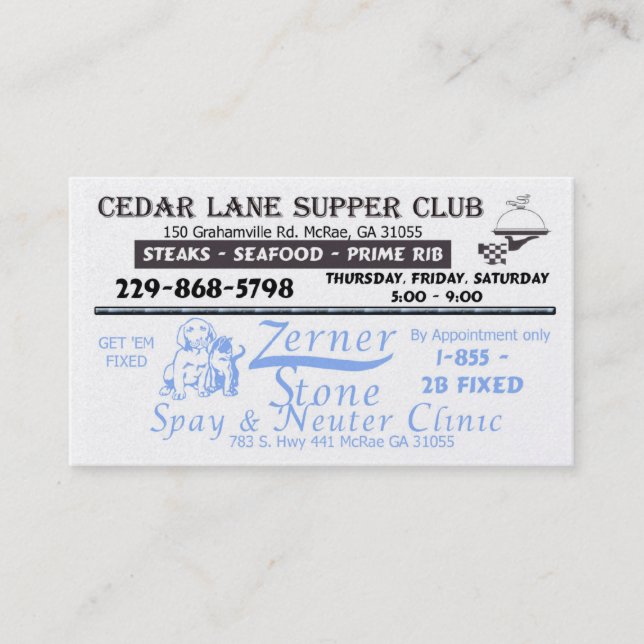 tarjetas de visitas combinadas (Anverso)