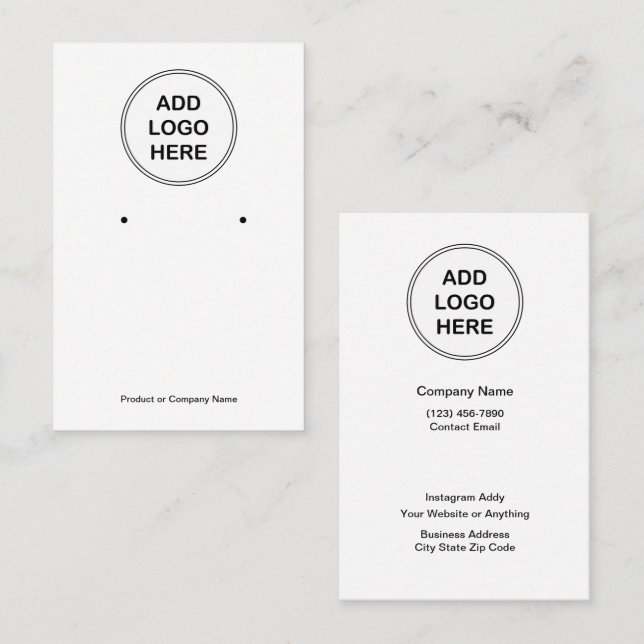 Tarjetas de visualización de joyas con logotipo de (Anverso / Reverso)
