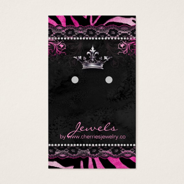 Tarjetas de visualización de joyas coronan cebra (Frente)