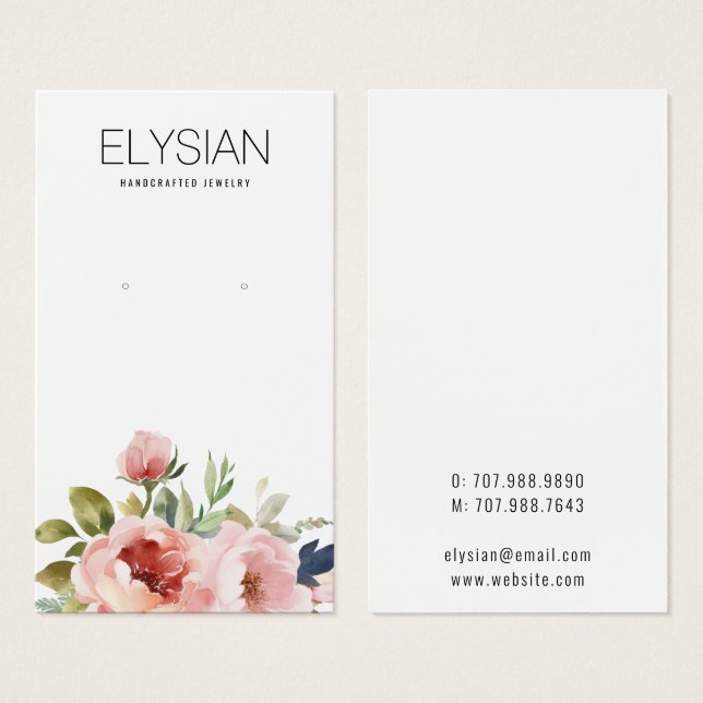 Tarjetas de visualización de joyas de techo floral (Anverso y reverso)