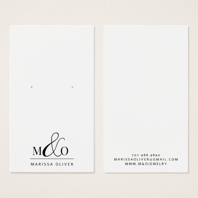 Tarjetas de visualización de joyas monograma moder (Anverso y reverso)