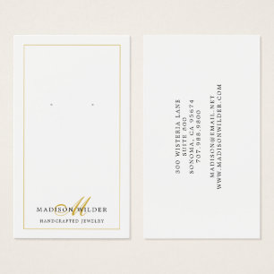 Tarjetas de visualización de monograma blanco dora
