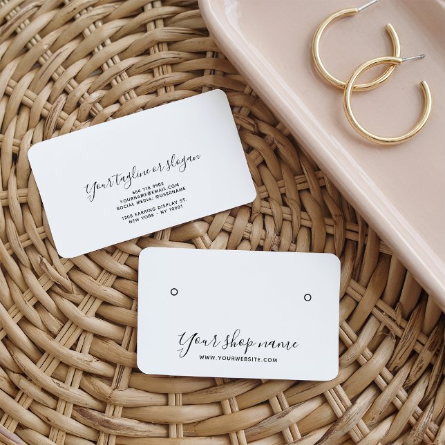 Tarjetas de visualización de zancos de zinc blanco (Modern simple white stud earring display cards)