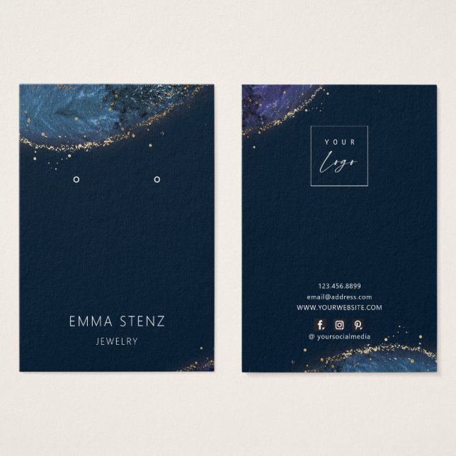 Tarjetas de visualización Lux Blue Gold Earls (Anverso y reverso)
