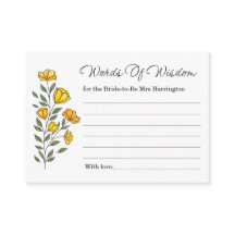 Tarjetas de Wisdom para la ducha de novia amarilla