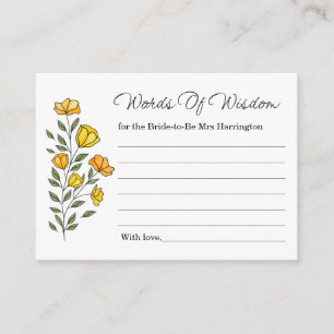 Tarjetas de Wisdom para la ducha de novia amarilla