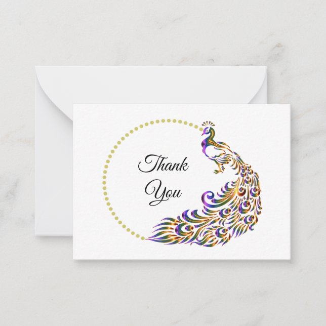 Tarjetas Decorativas De Agradecimiento De Peacock (Anverso)