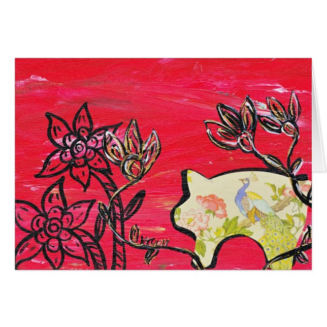 Tarjetas del cerdo del pavo real (Anverso (Horizontal))