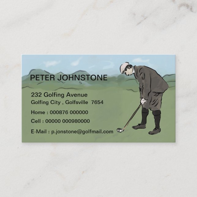 Tarjetas del contacto del jugador de golf del (Anverso)